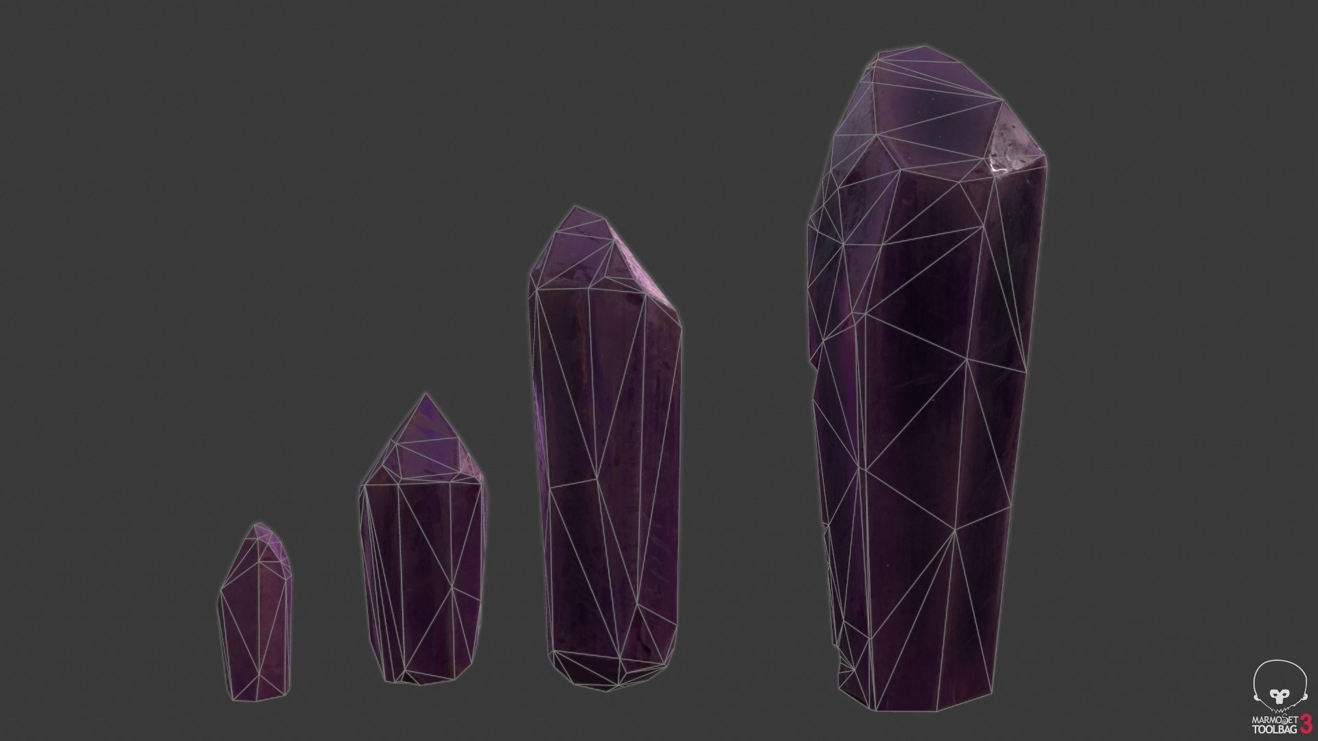 modular amethyst asset for lowpoly games Low-poly 3D model_3
