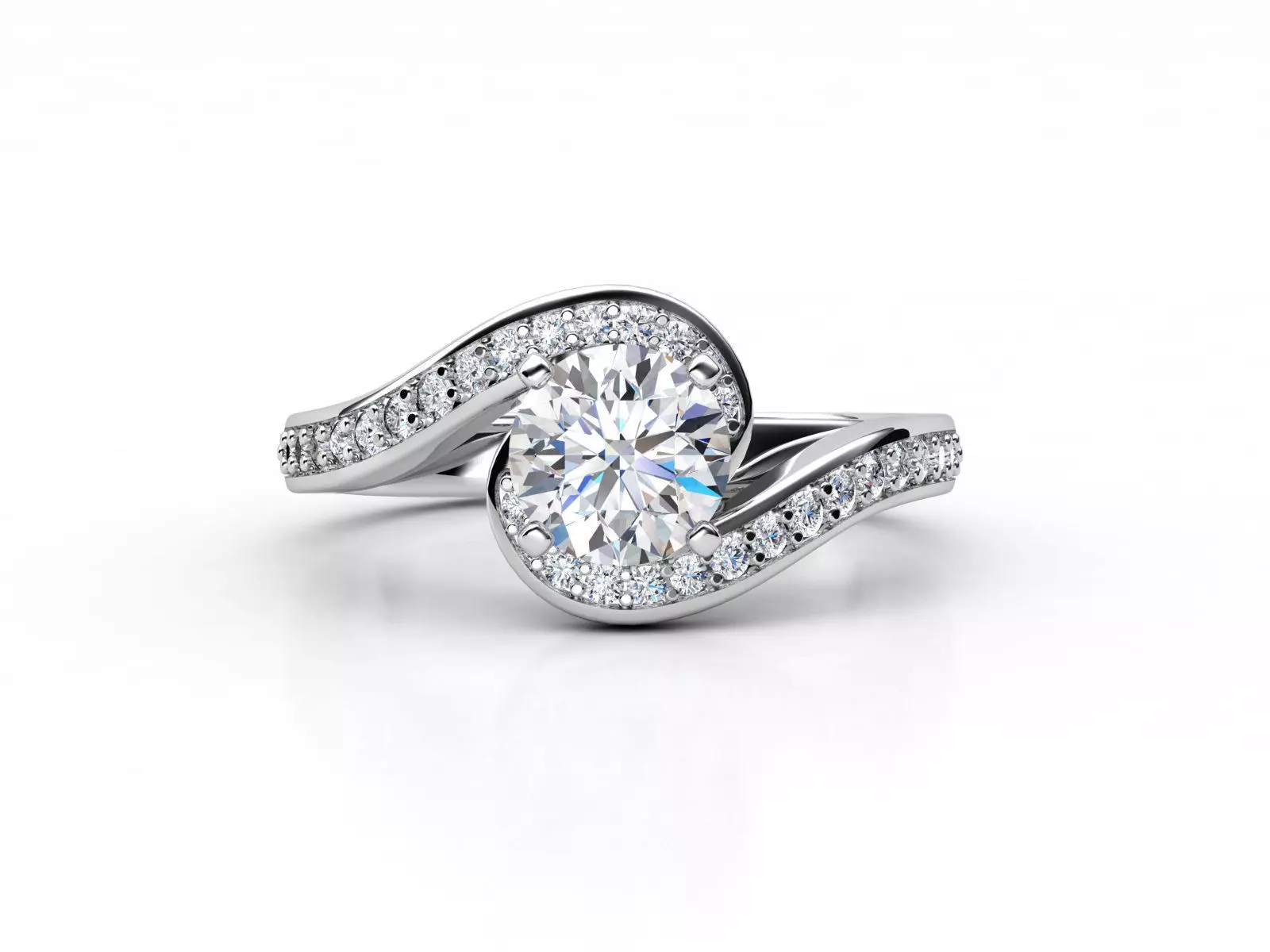 aj-020 round brilliant diamond engagement ring in gold 3D print model_0
