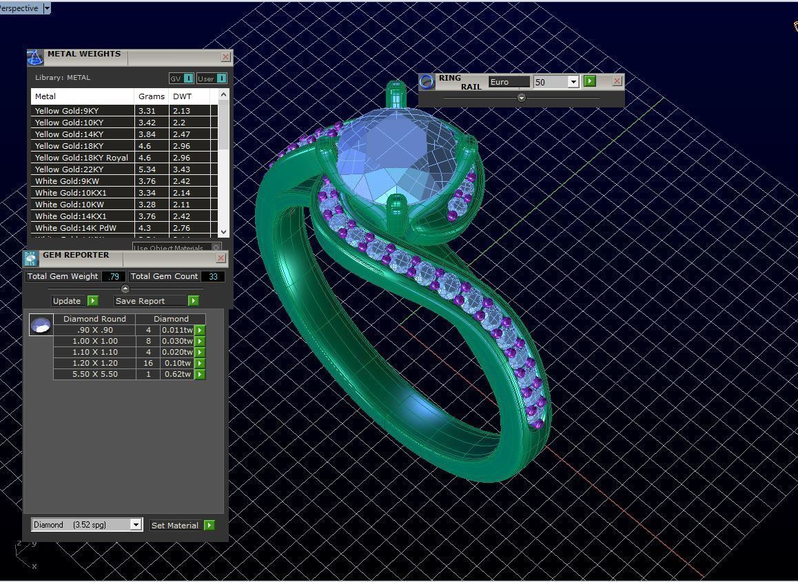 aj-020 round brilliant diamond engagement ring in gold 3D print model_5