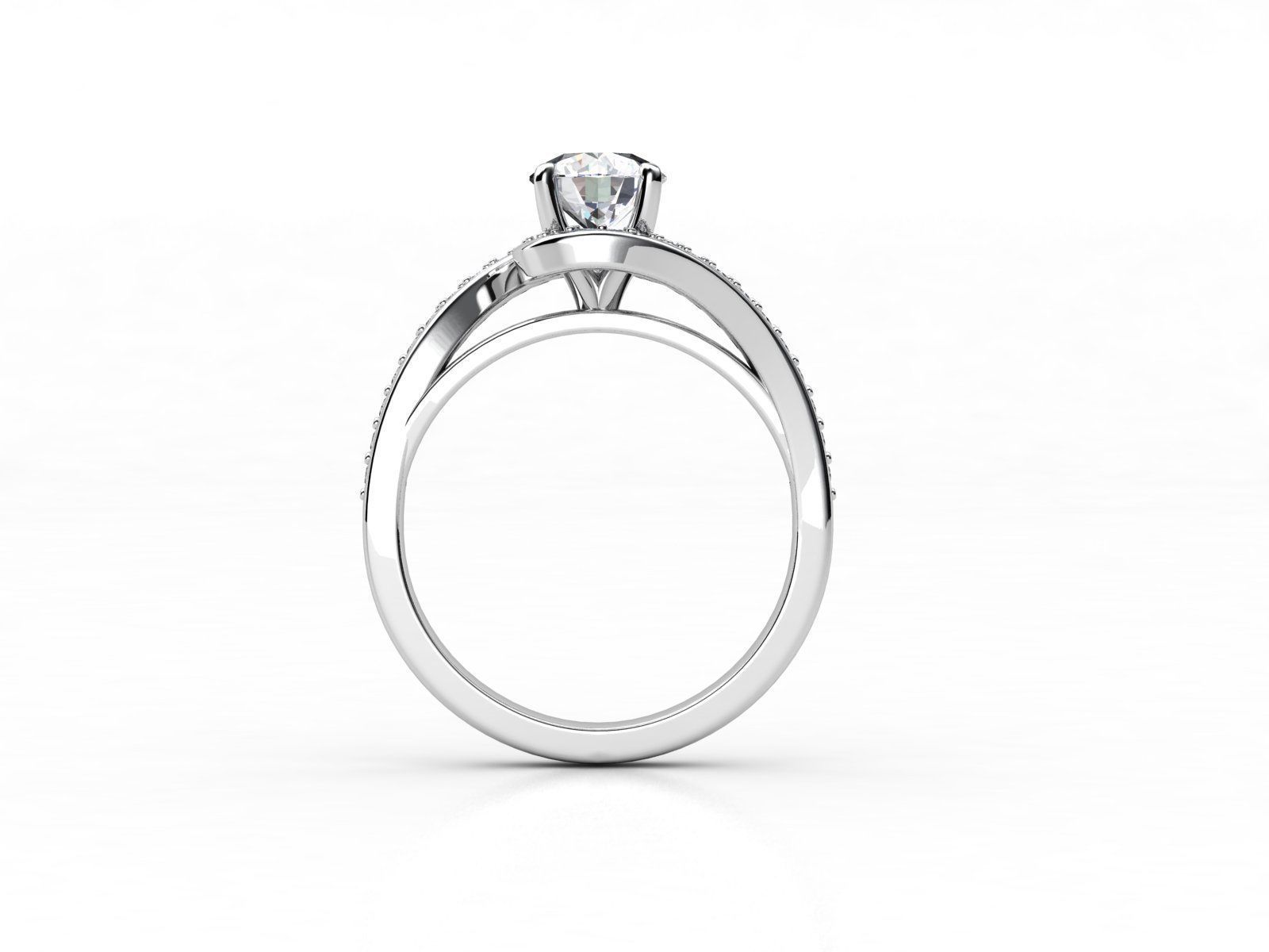aj-020 round brilliant diamond engagement ring in gold 3D print model_2