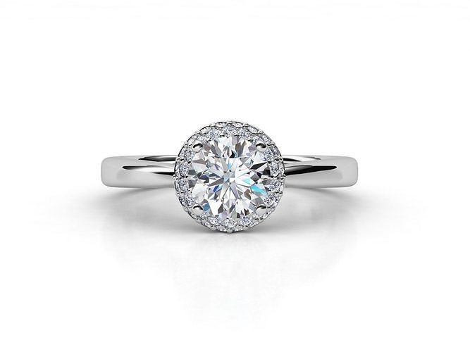 aj-021 oval diamond halo engagement ring 3D print model