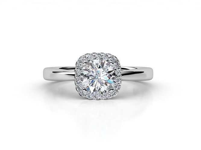 aj-022 halo diamond engagement ring 3D print model