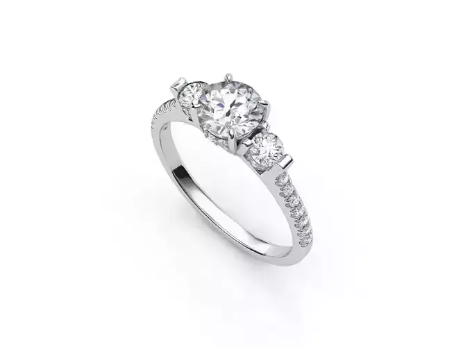 aj-023 three stone diamond engagement ring