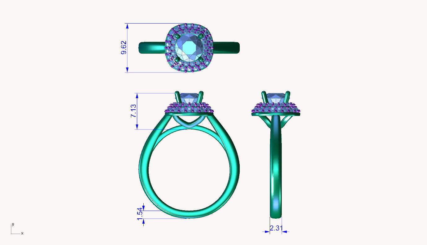 aj-024 halo diamond engagement ring 3D print model_4