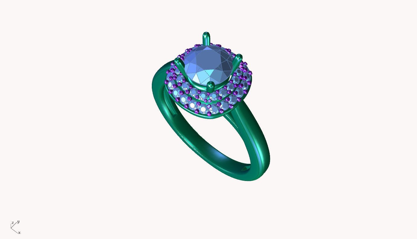 aj-024 halo diamond engagement ring 3D print model_3