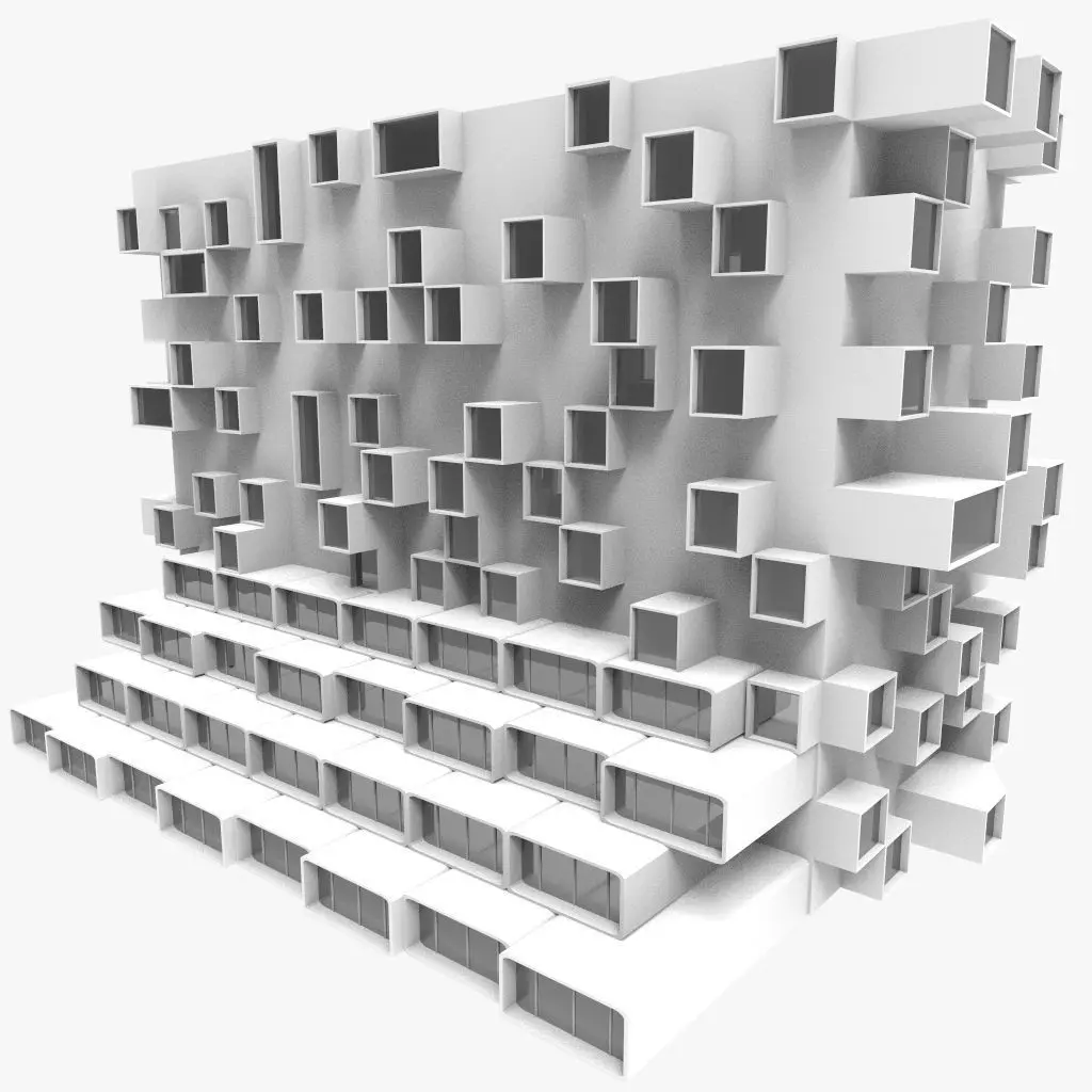 Future building 002 Low-poly 3D model_0