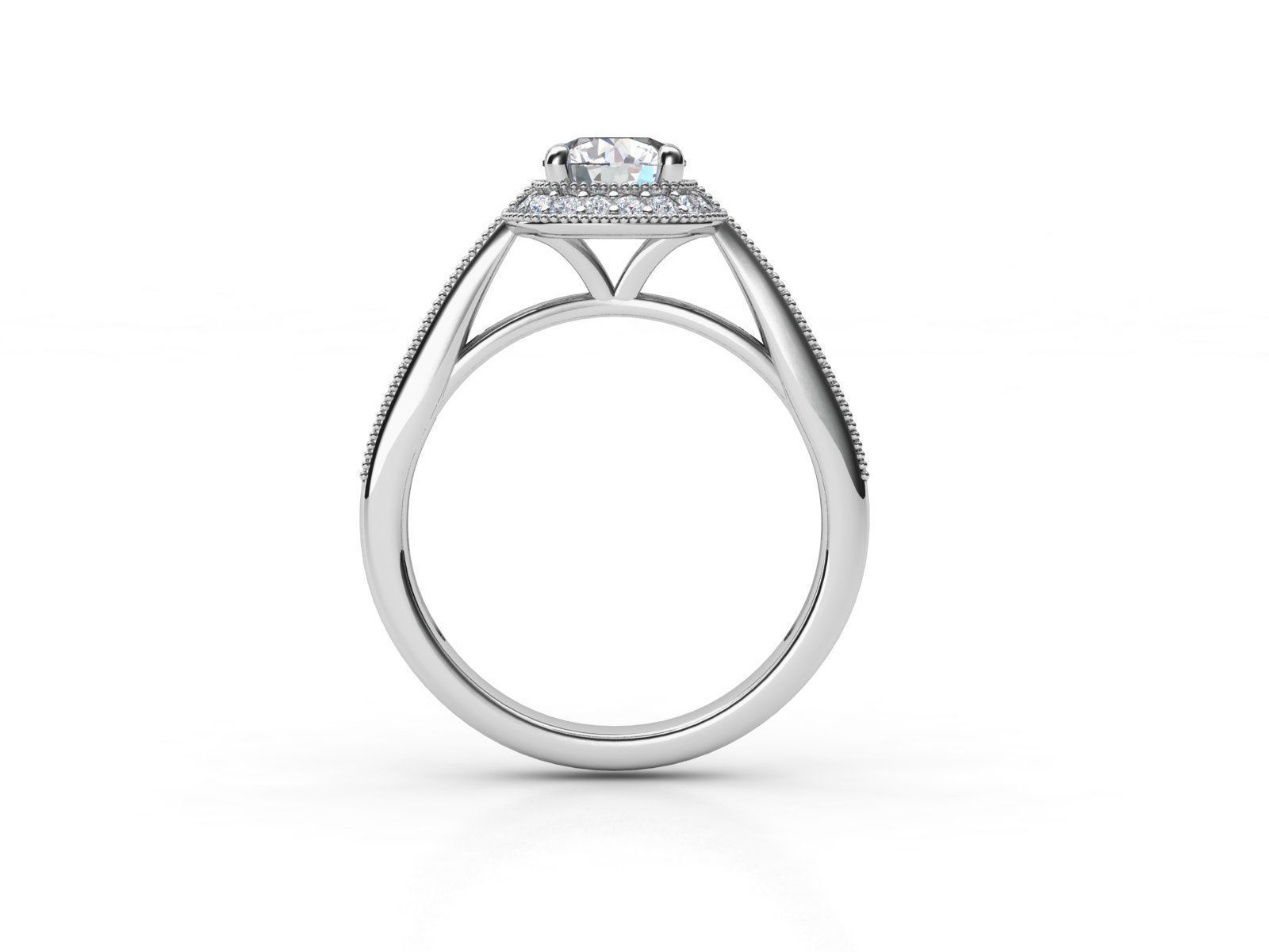 aj-025 halo diamond engagement ring gold 3D print model_2