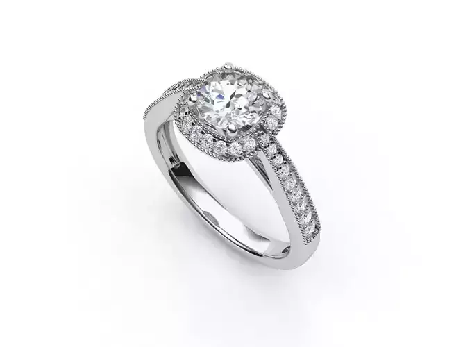 aj-025 halo diamond engagement ring gold