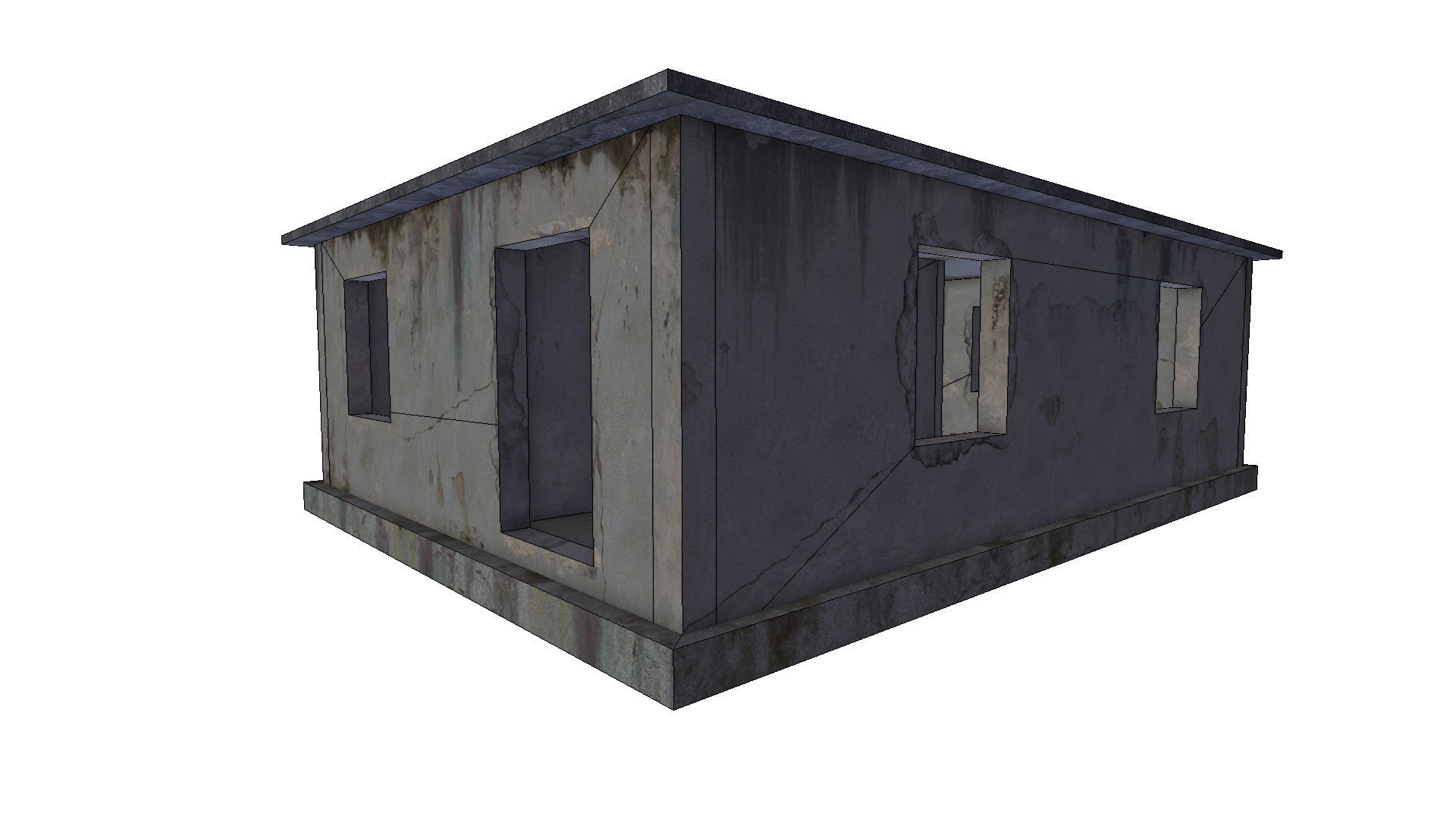 empty concrete buildings 3D model_6