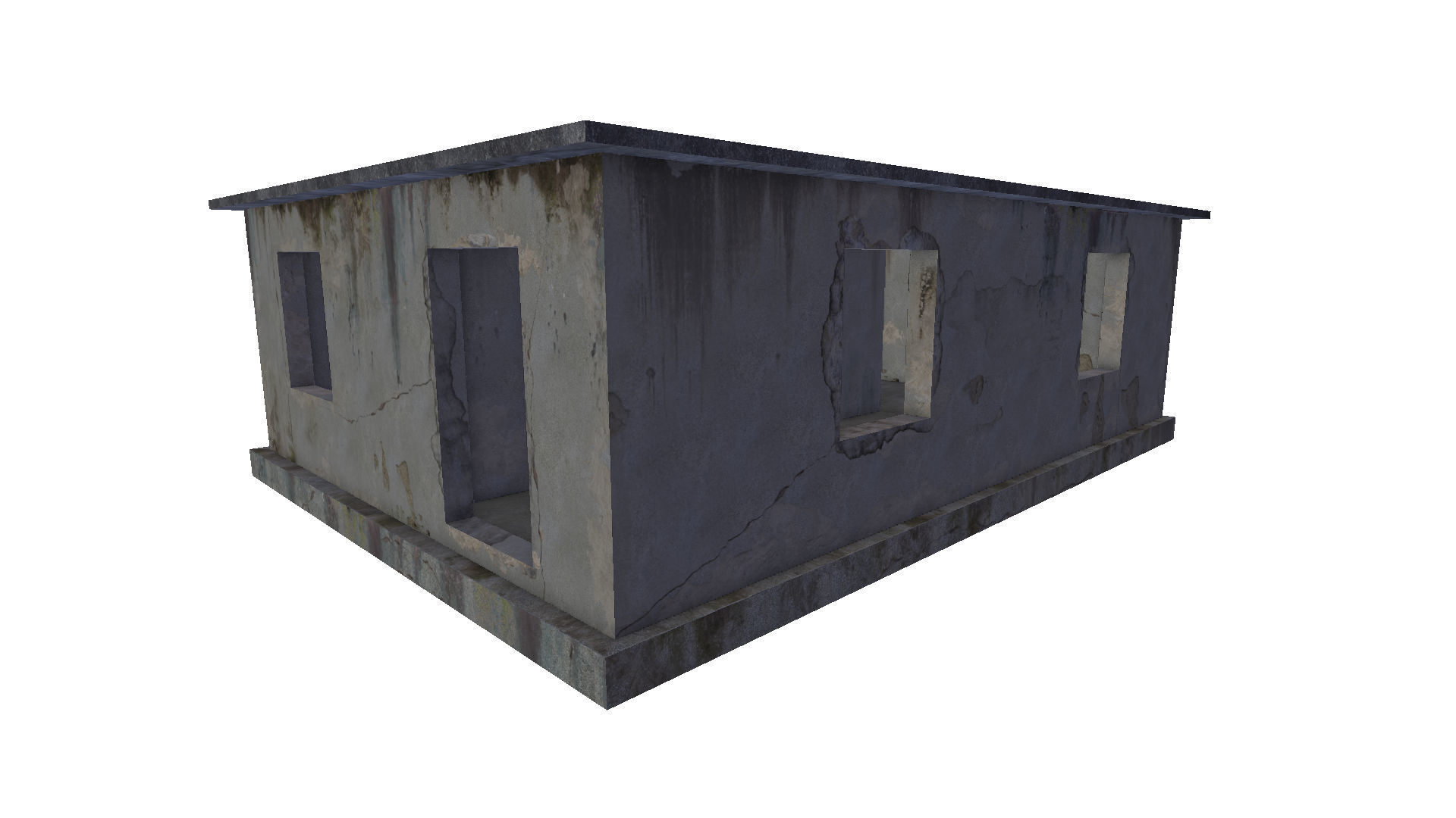 empty concrete buildings 3D model_3