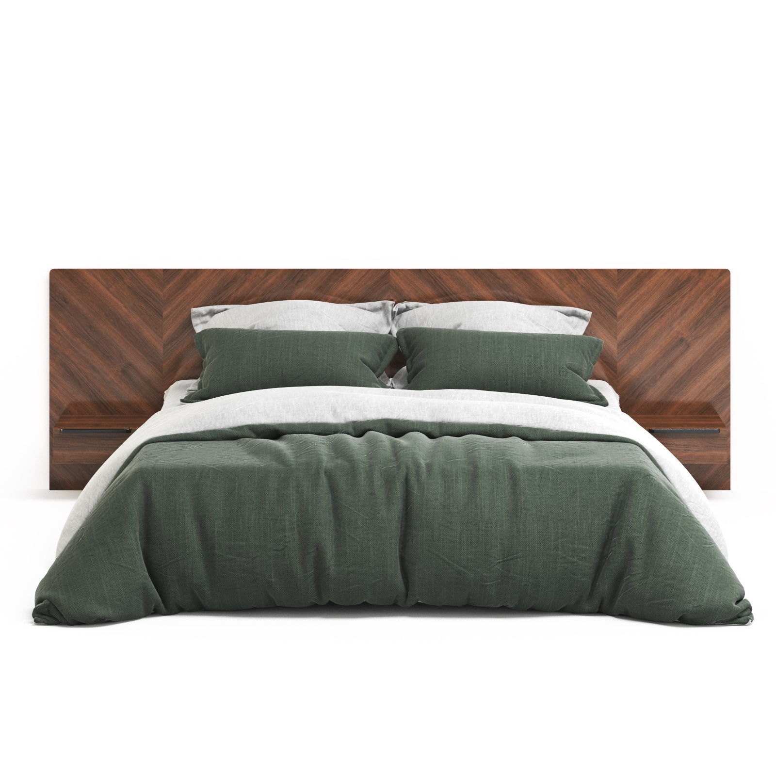 Article Walnut Nera King Bed with Nightstands 3D model_3