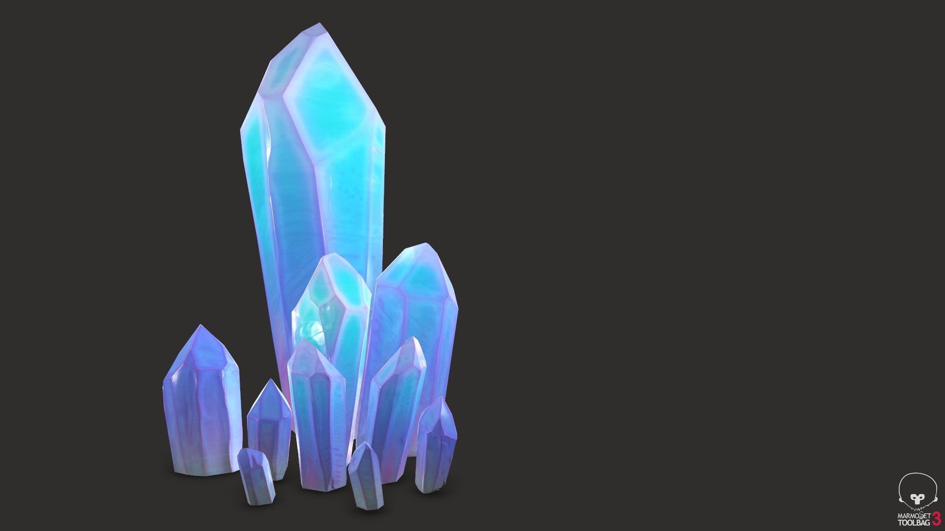 unreal minerals and crystals stylized for cartoon Low-poly 3D model_10
