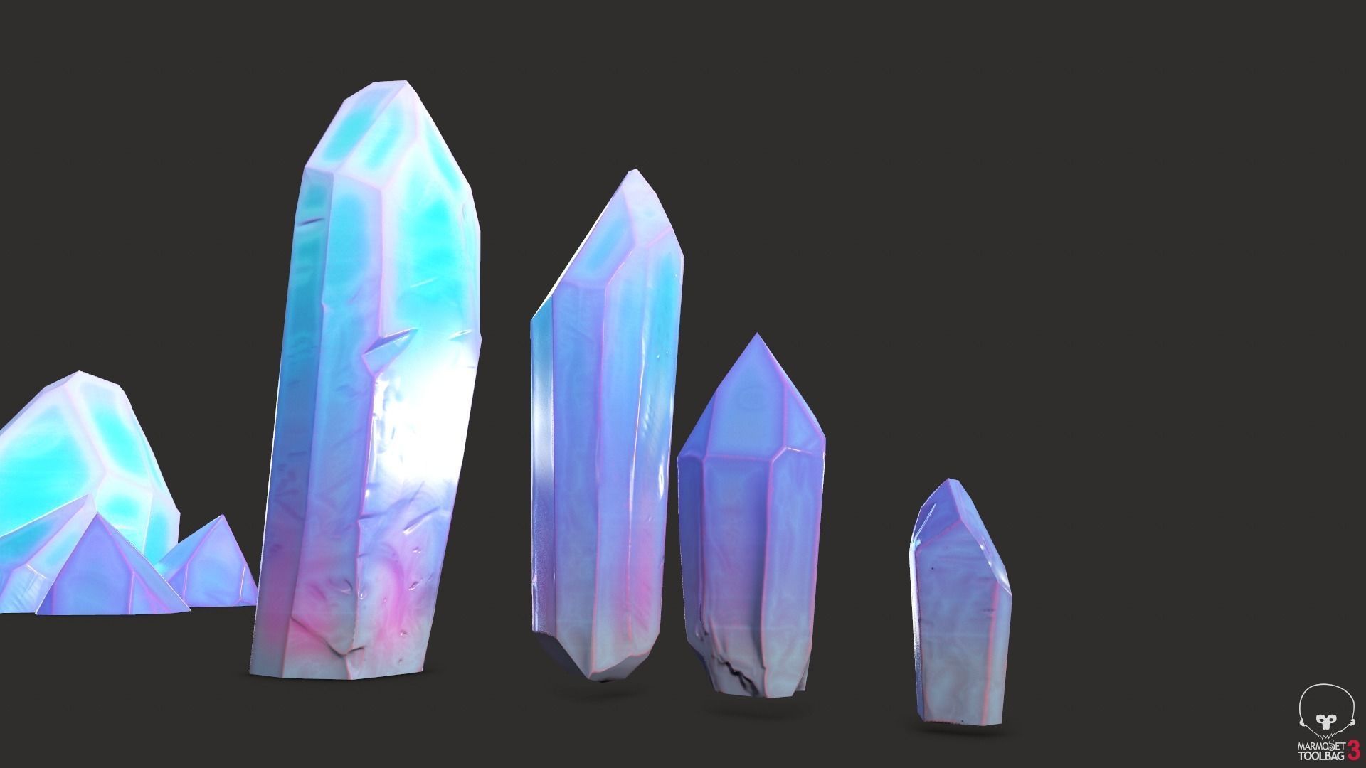 unreal minerals and crystals stylized for cartoon Low-poly 3D model_9
