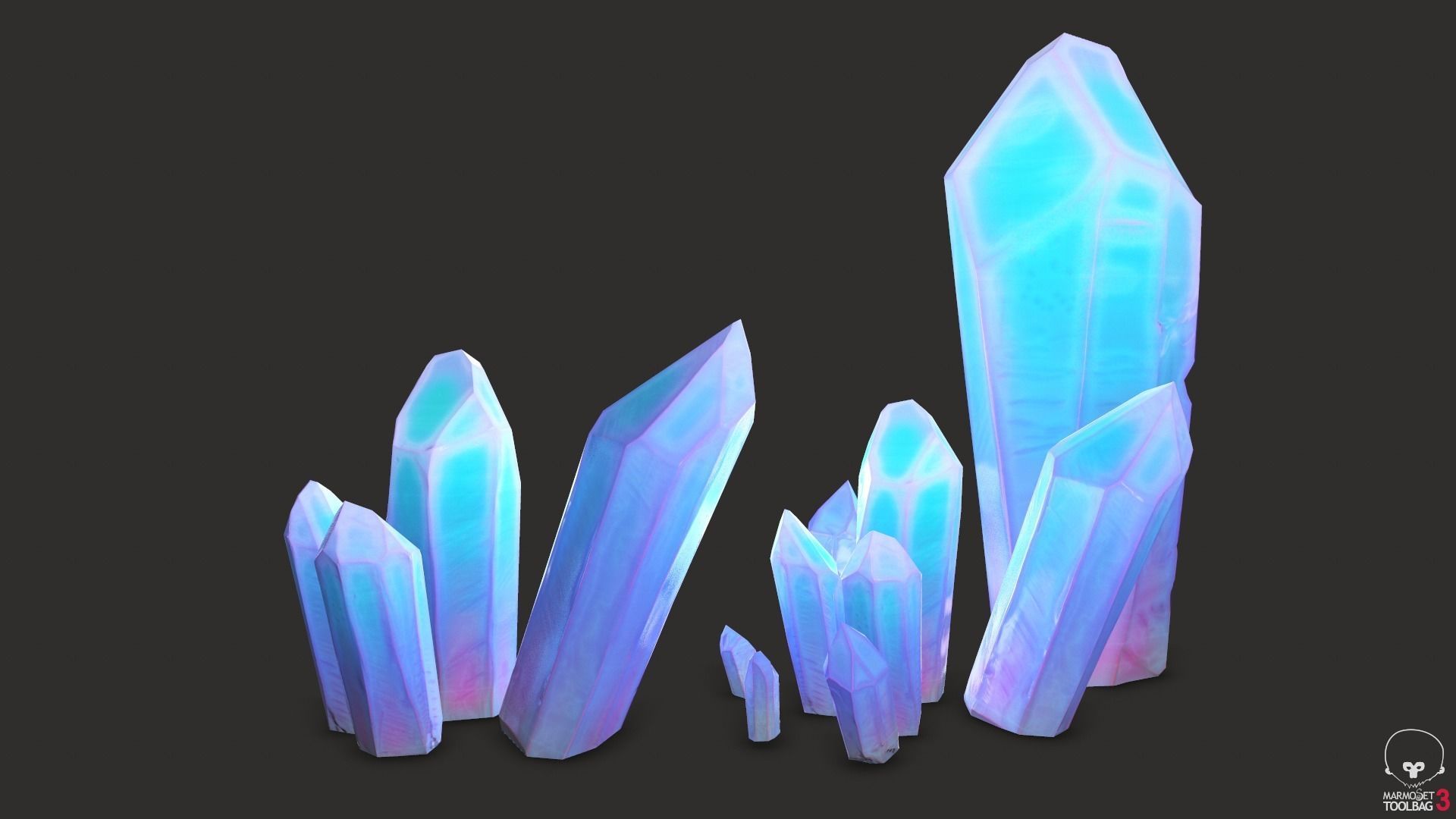 unreal minerals and crystals stylized for cartoon Low-poly 3D model_11