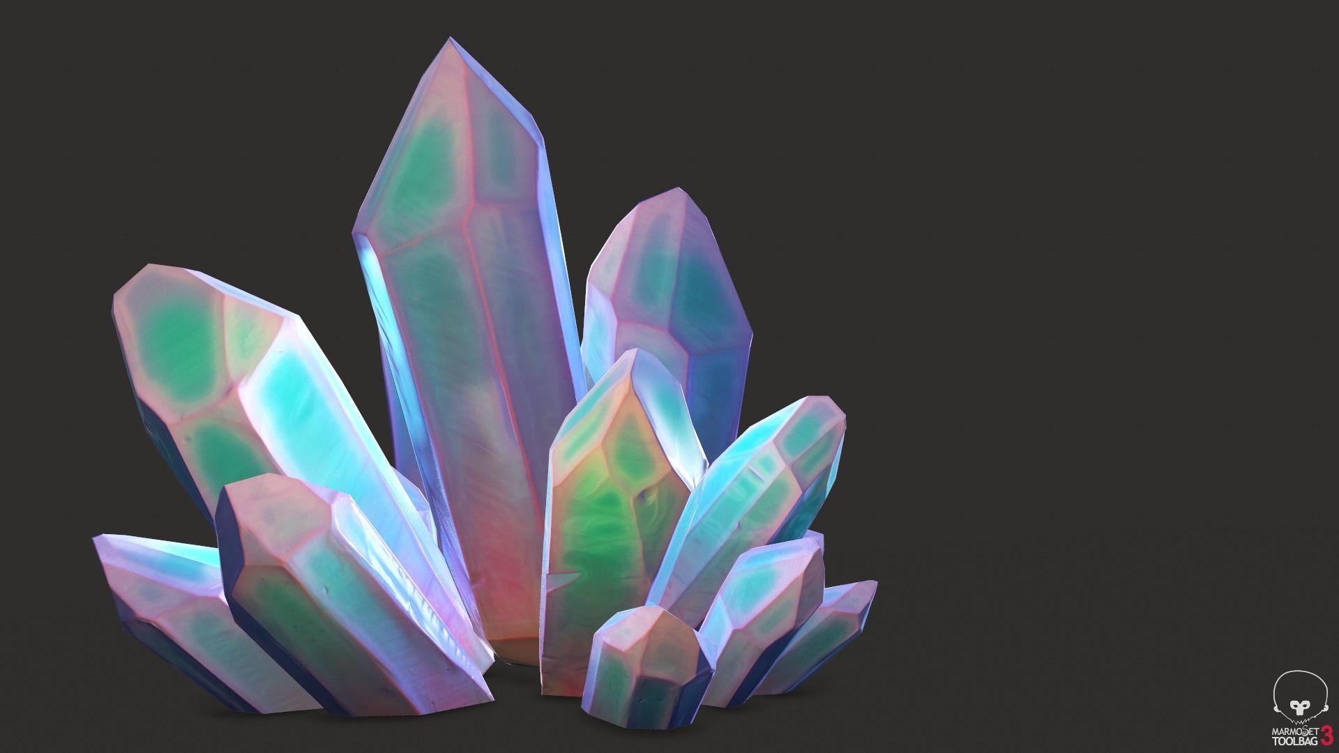 unreal minerals and crystals stylized for cartoon Low-poly 3D model_2
