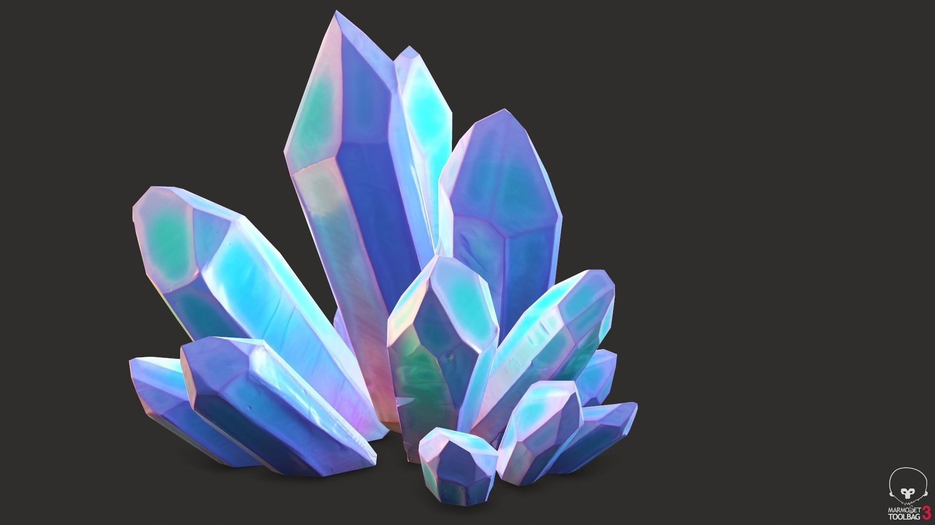 unreal minerals and crystals stylized for cartoon Low-poly 3D model_3