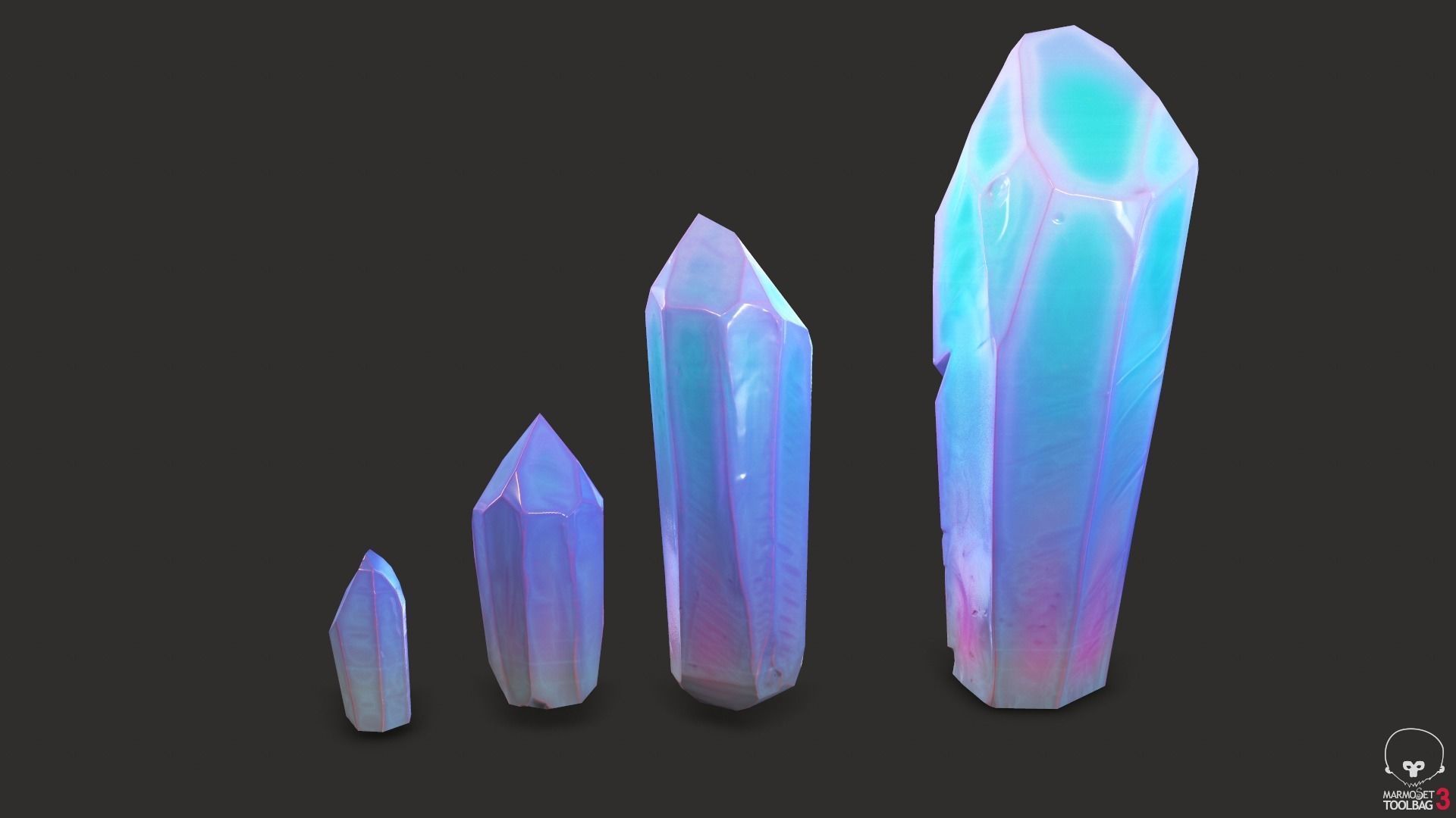 unreal minerals and crystals stylized for cartoon Low-poly 3D model_7