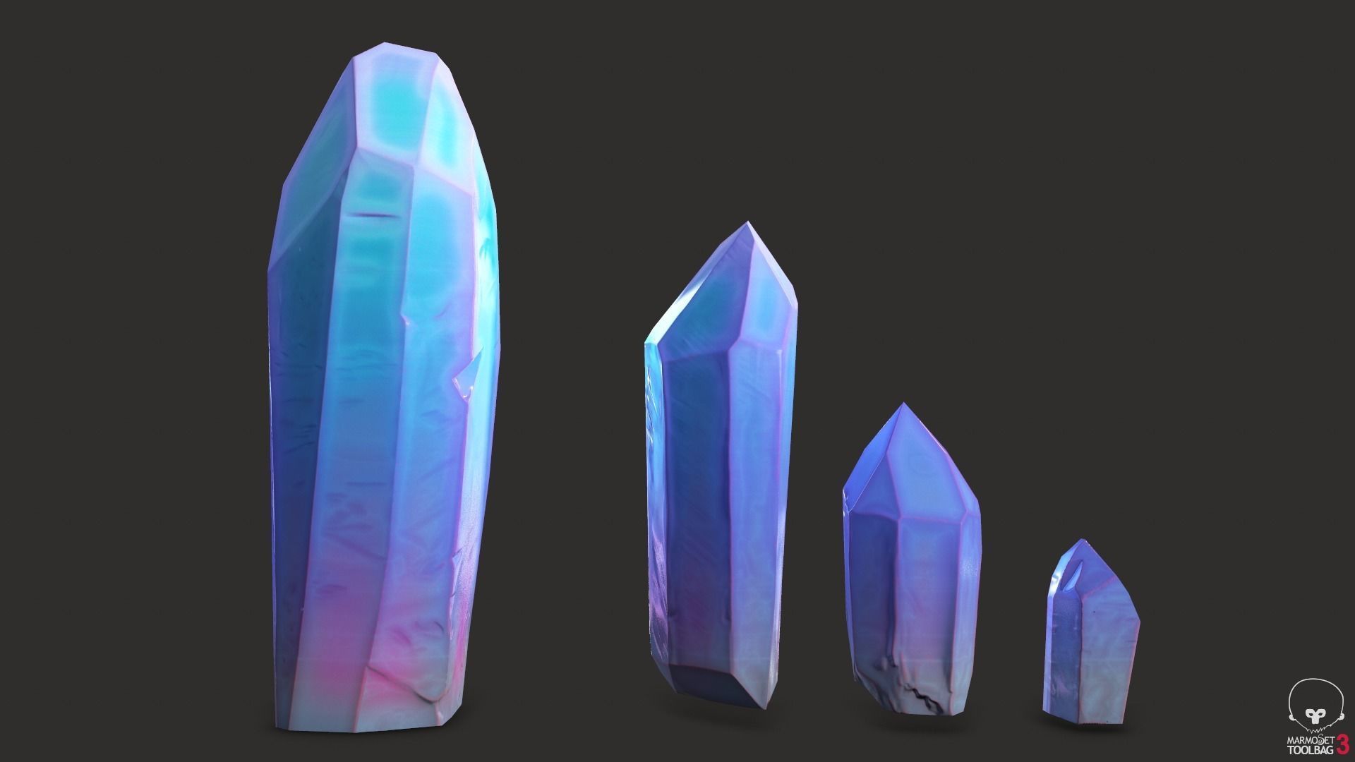 unreal minerals and crystals stylized for cartoon Low-poly 3D model_8
