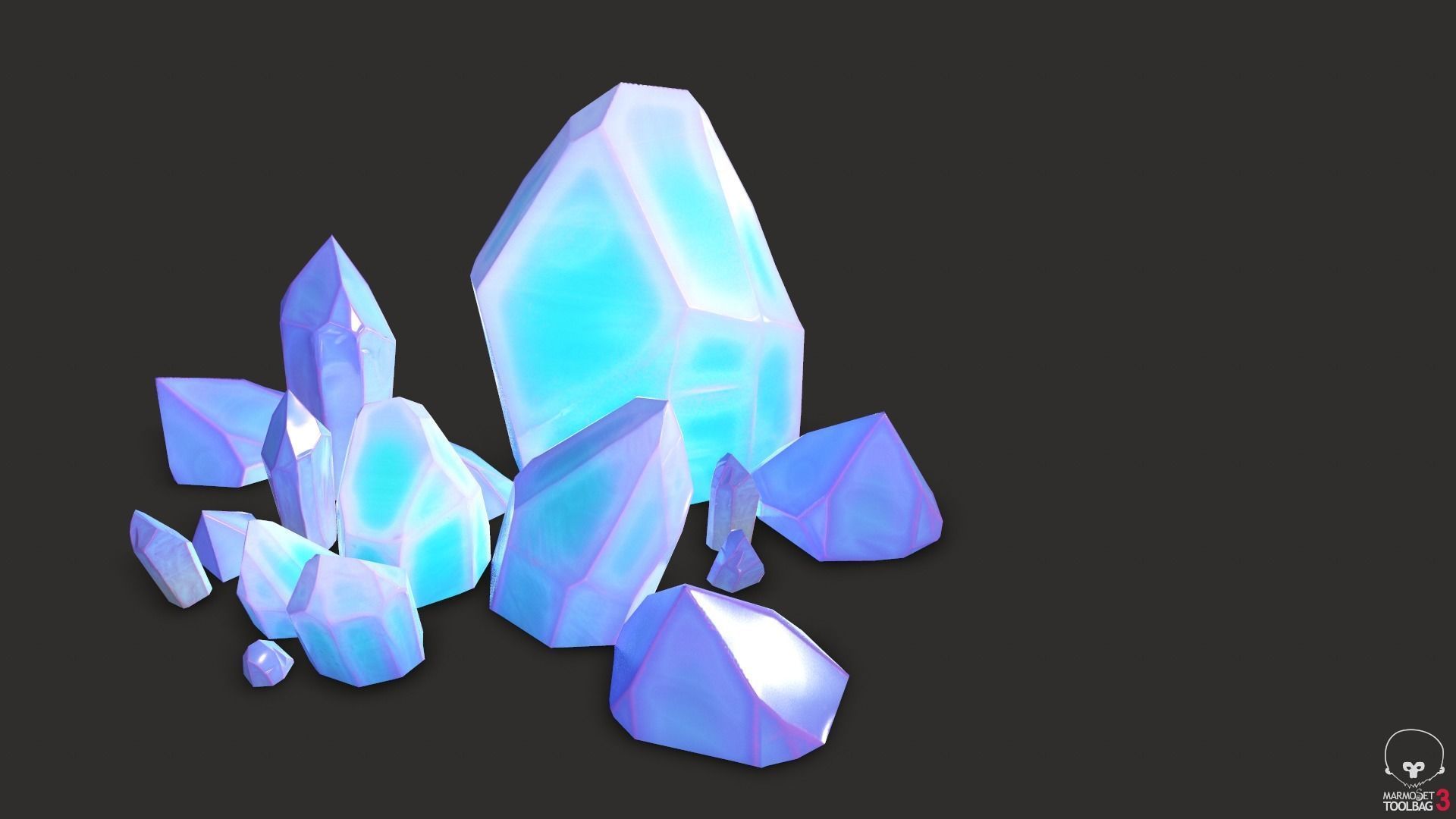 unreal minerals and crystals stylized for cartoon Low-poly 3D model_5