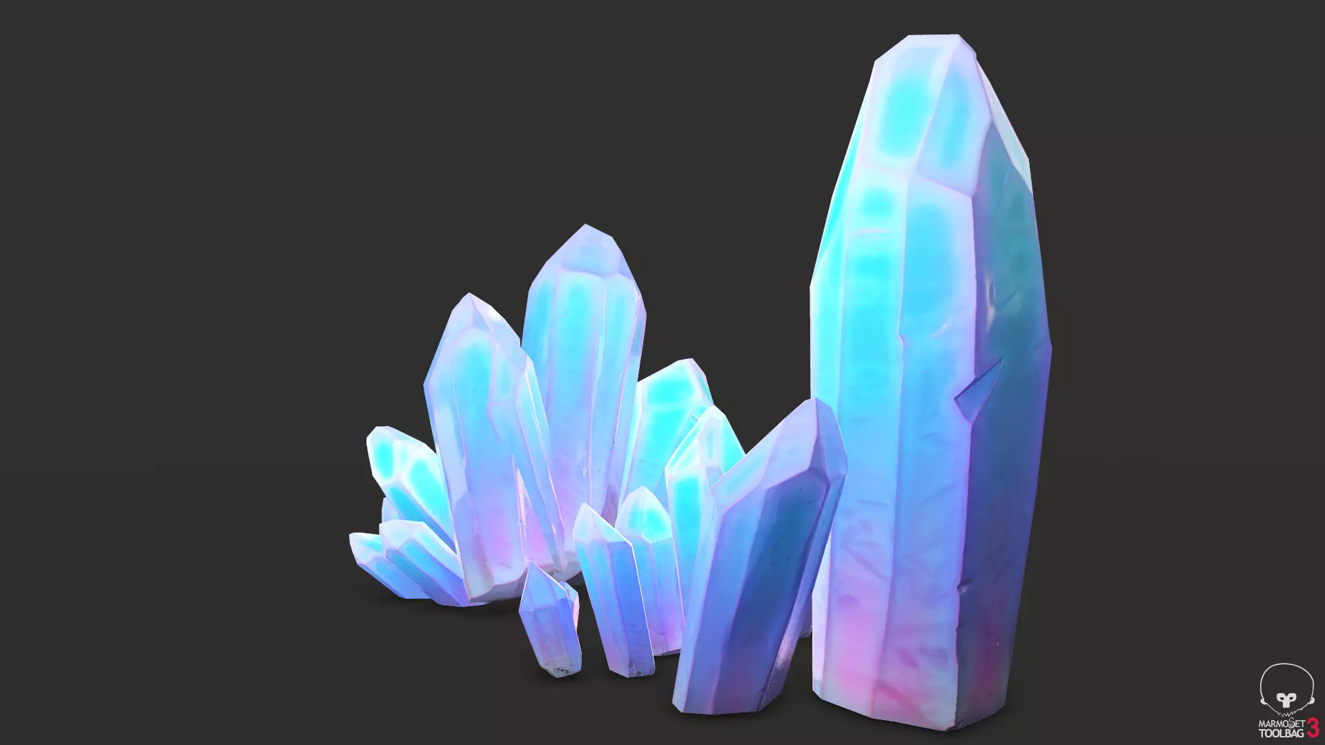 unreal minerals and crystals stylized for cartoon Low-poly 3D model_0
