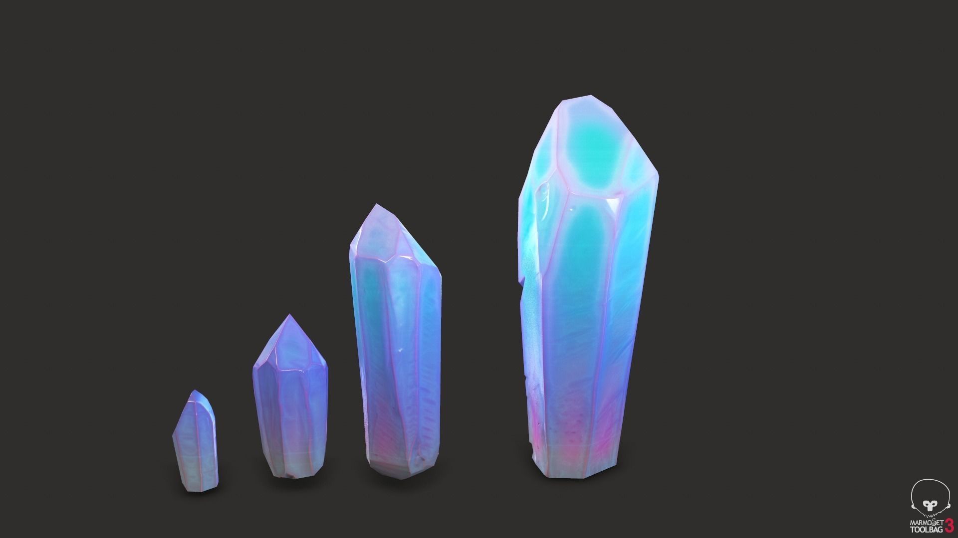 unreal minerals and crystals stylized for cartoon Low-poly 3D model_6