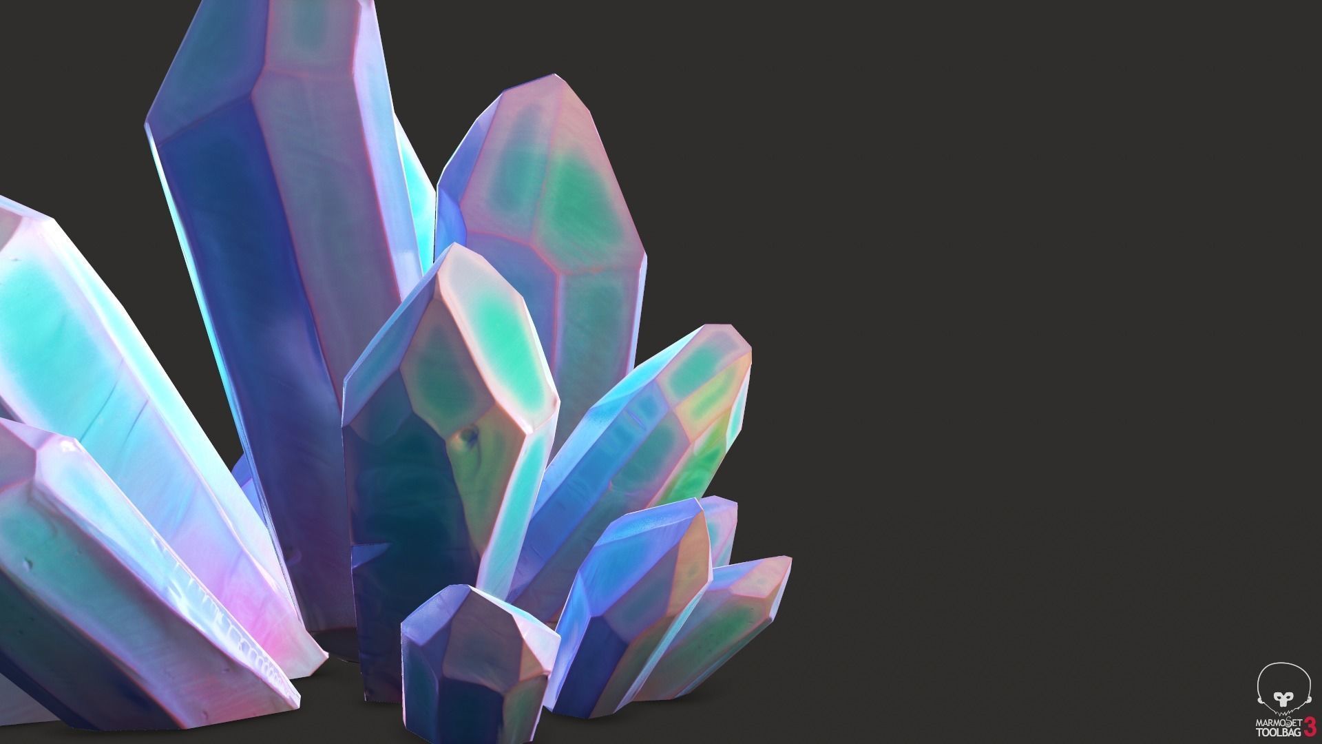 unreal minerals and crystals stylized for cartoon Low-poly 3D model_13