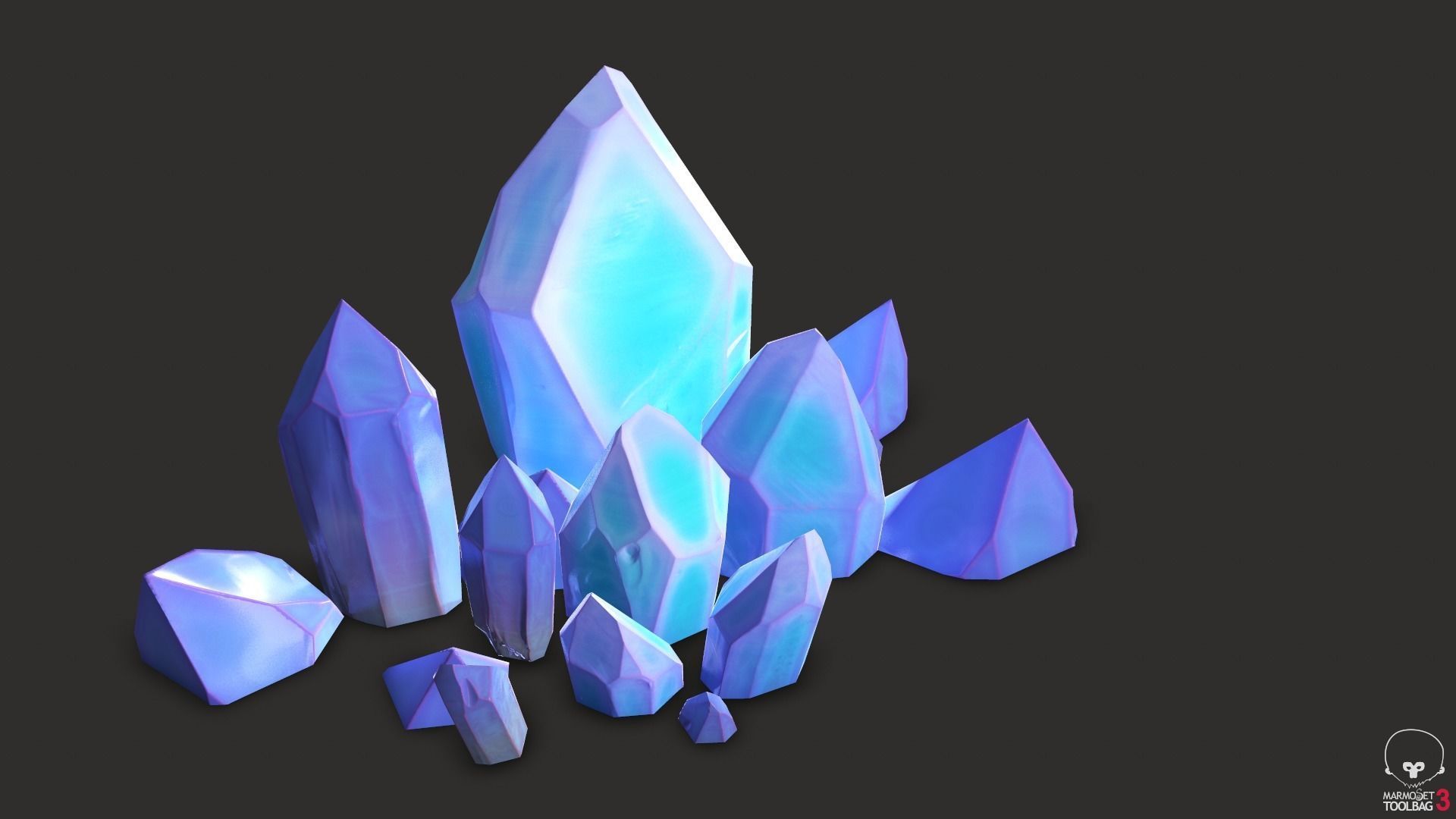 unreal minerals and crystals stylized for cartoon Low-poly 3D model_4