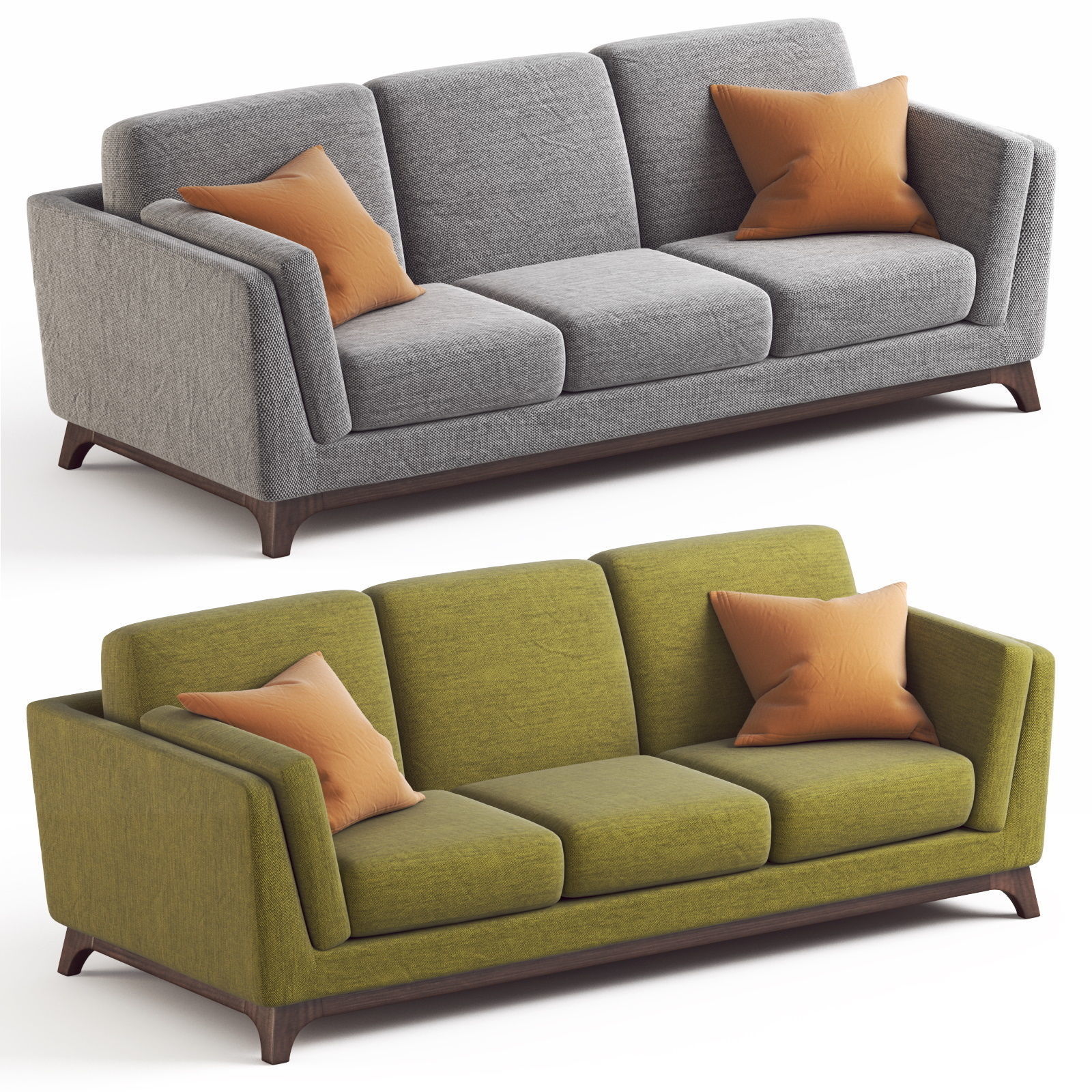 ARTICLE Ceni Sofa Pyrite Gray and Seagrass Green upholstery 3D model