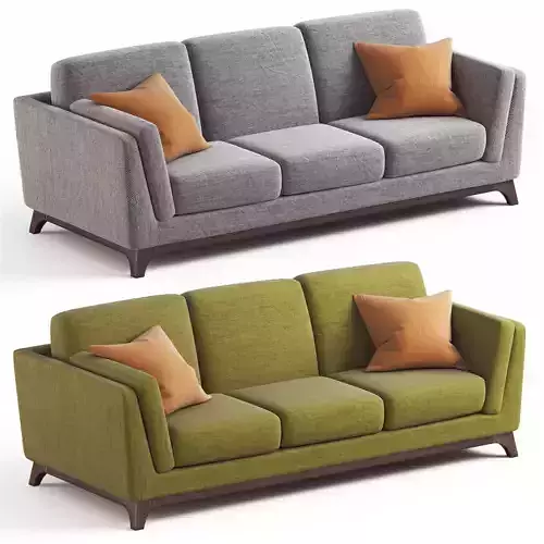 ARTICLE Ceni Sofa Pyrite Gray and Seagrass Green upholstery 