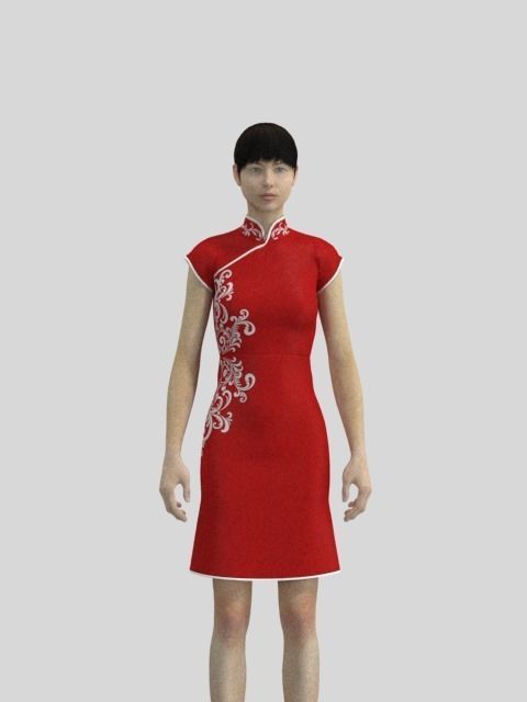 3D Chinese Red DRess | CGTrader