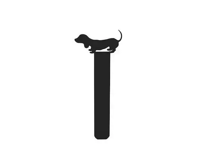 Bookmark dachshund dog on stick 3D print model