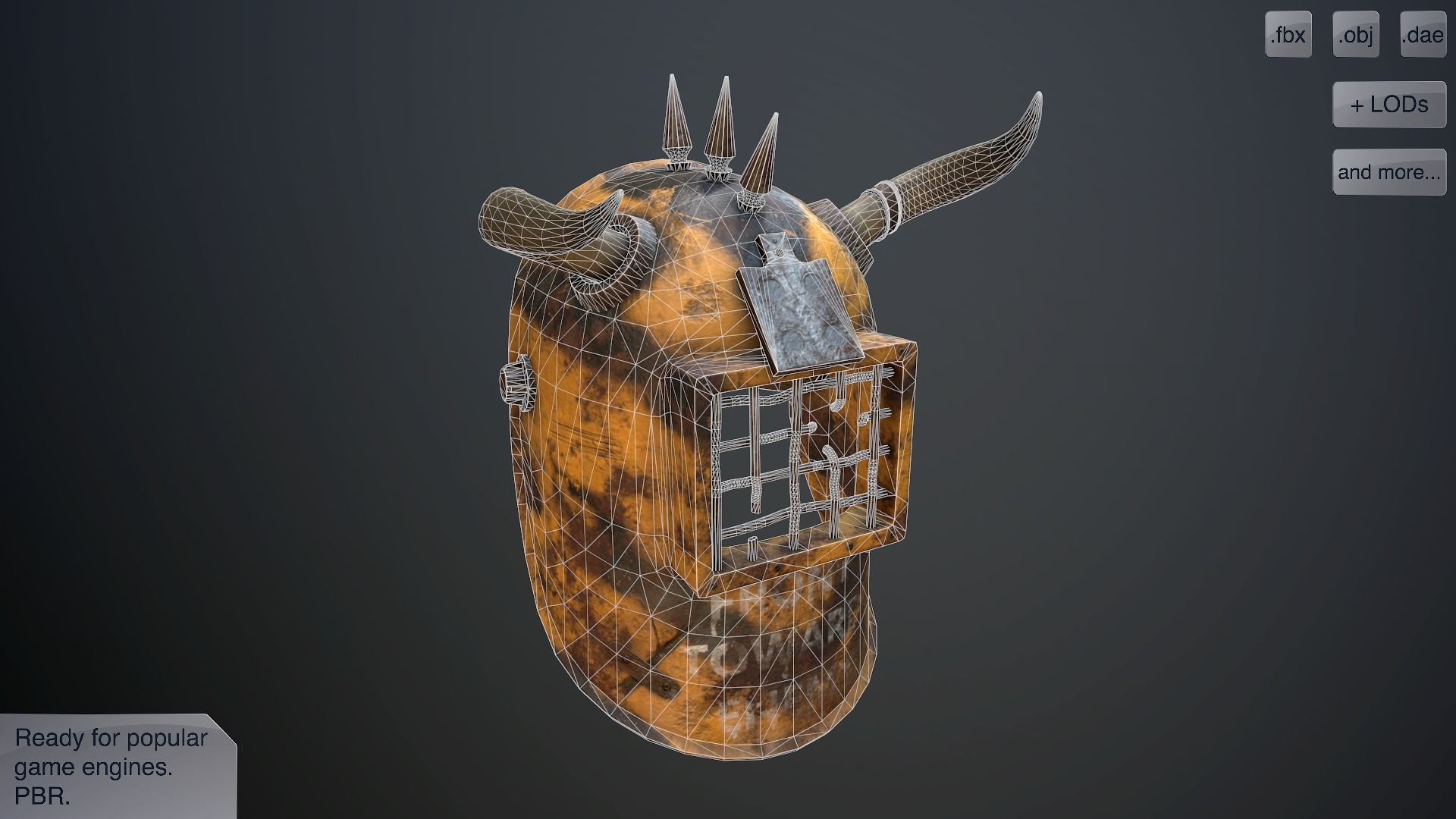Helmet with horns Low-poly 3D model_1