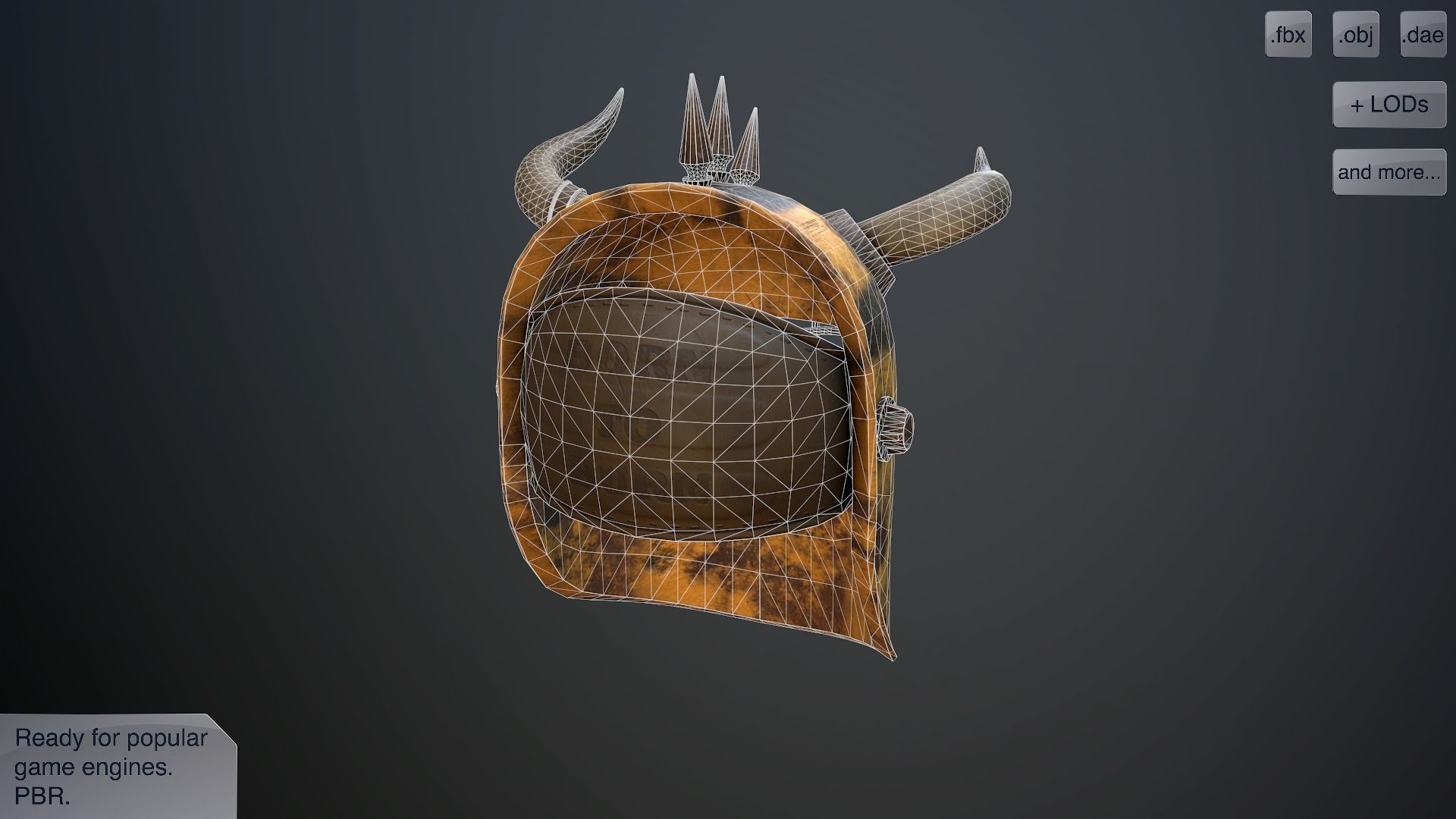 Helmet with horns Low-poly 3D model_7