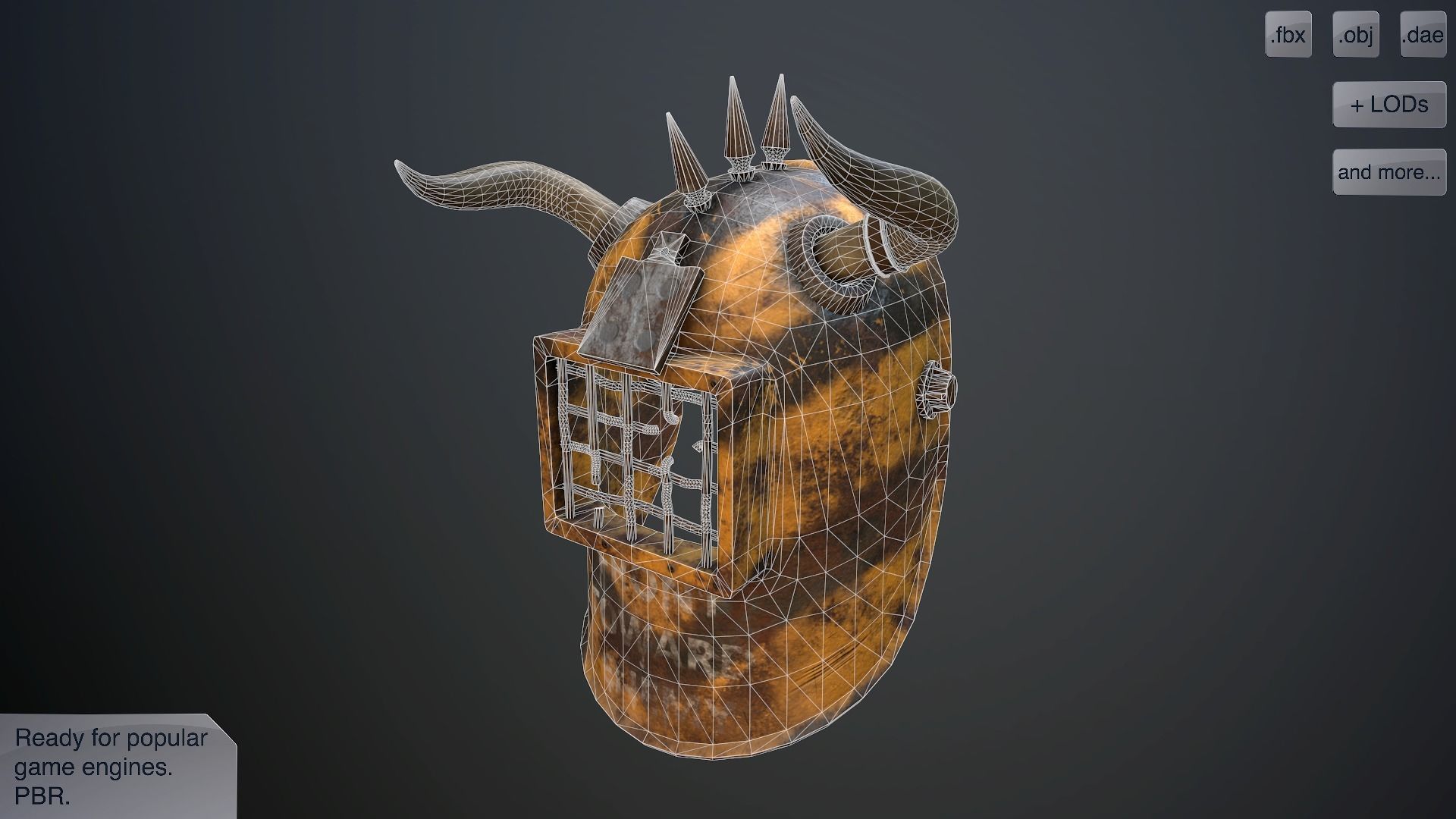 Helmet with horns Low-poly 3D model_5