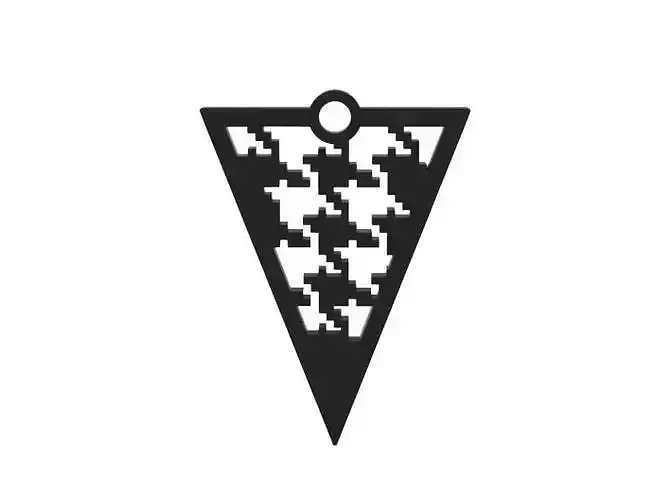 Earring triangle with houndstooth pattern