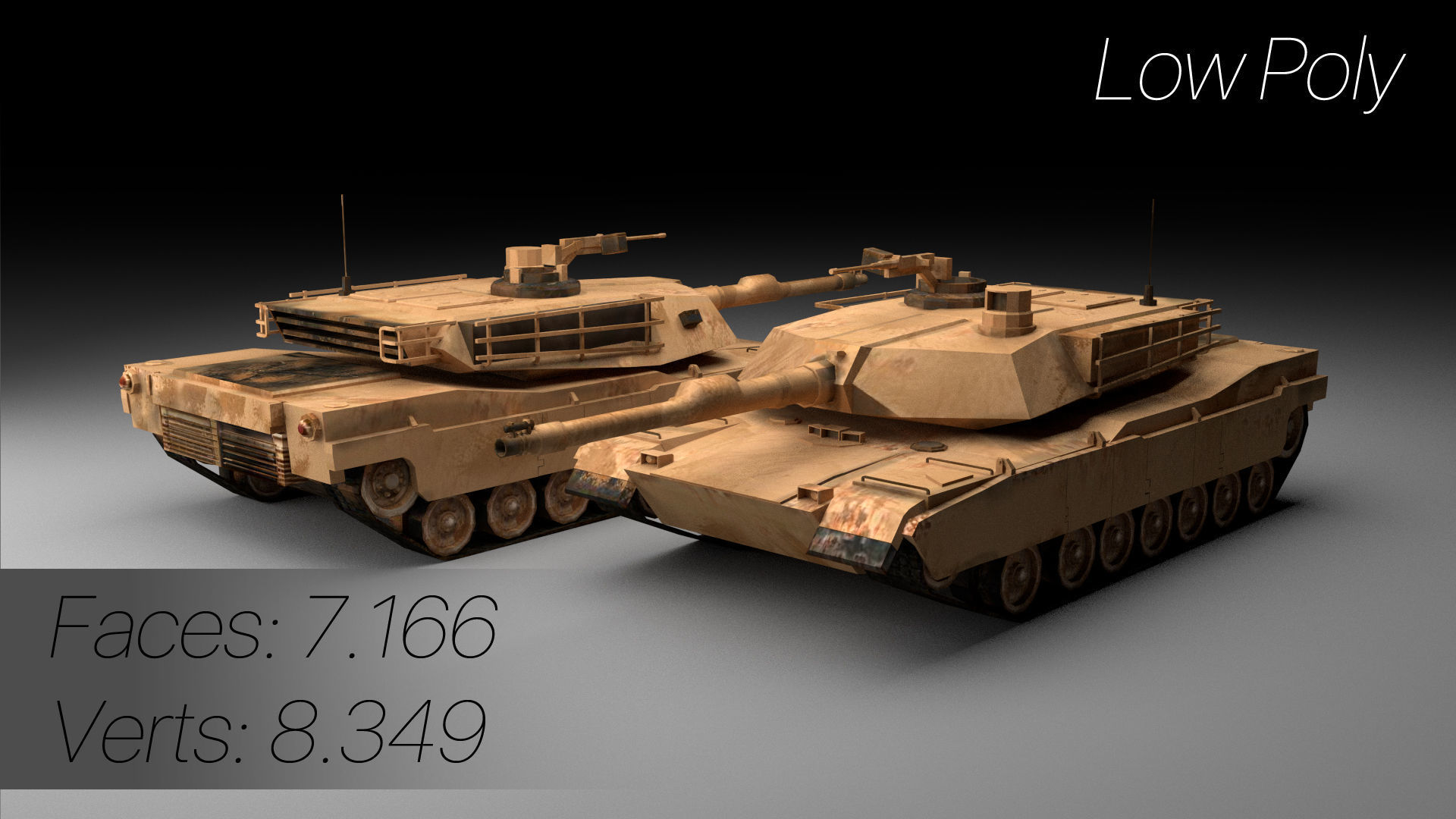 M1A2 ABRAMS Tank Low-poly 3D model_3