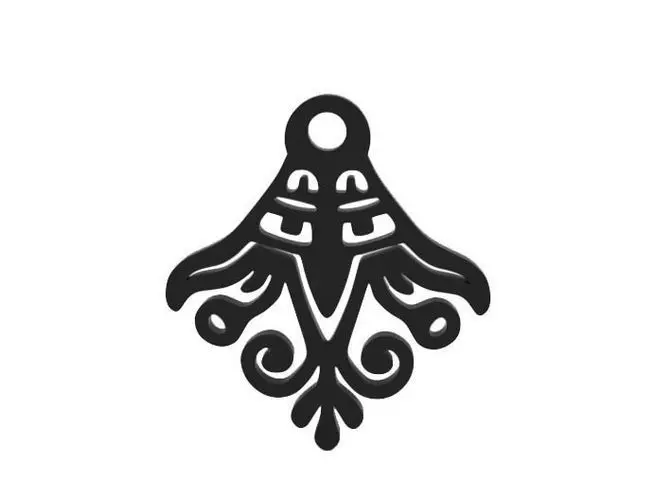 Earring pendant with ornate design 3D print model_0