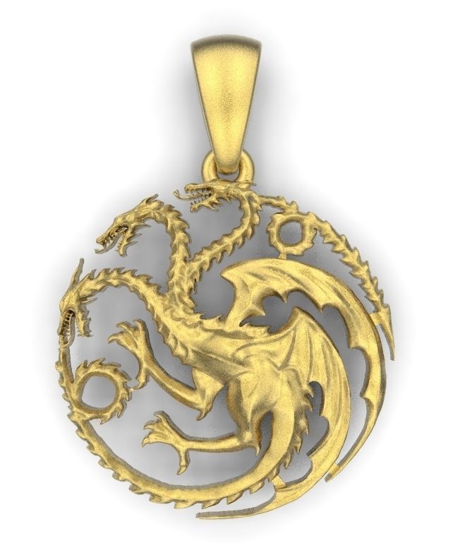 Dragon game of thrones pendant 3D print model_3