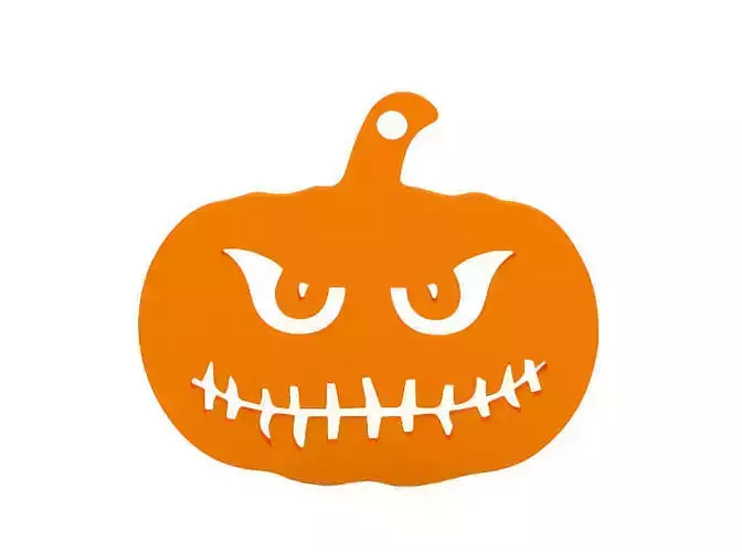 Earring orange pumpkin with scary face