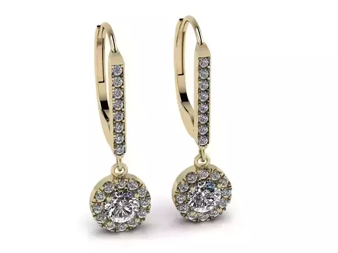 Earrings halo diamond gold 3D print model