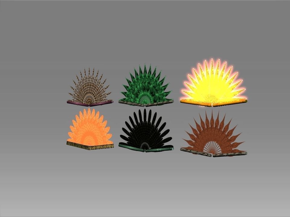 Classic Charm Decoration Fan Collection Low-poly 3D model_12