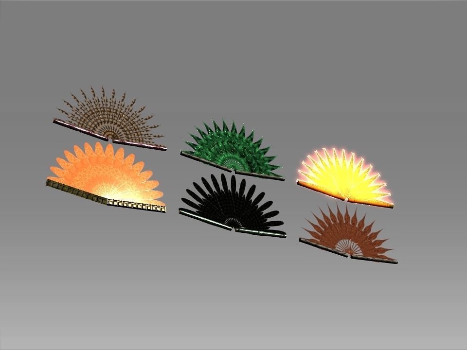 Classic Charm Decoration Fan Collection Low-poly 3D model_25