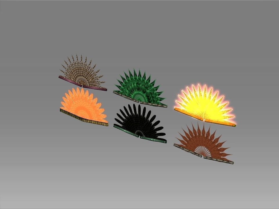 Classic Charm Decoration Fan Collection Low-poly 3D model_22