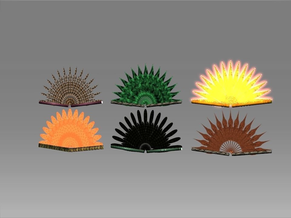 Classic Charm Decoration Fan Collection Low-poly 3D model_1