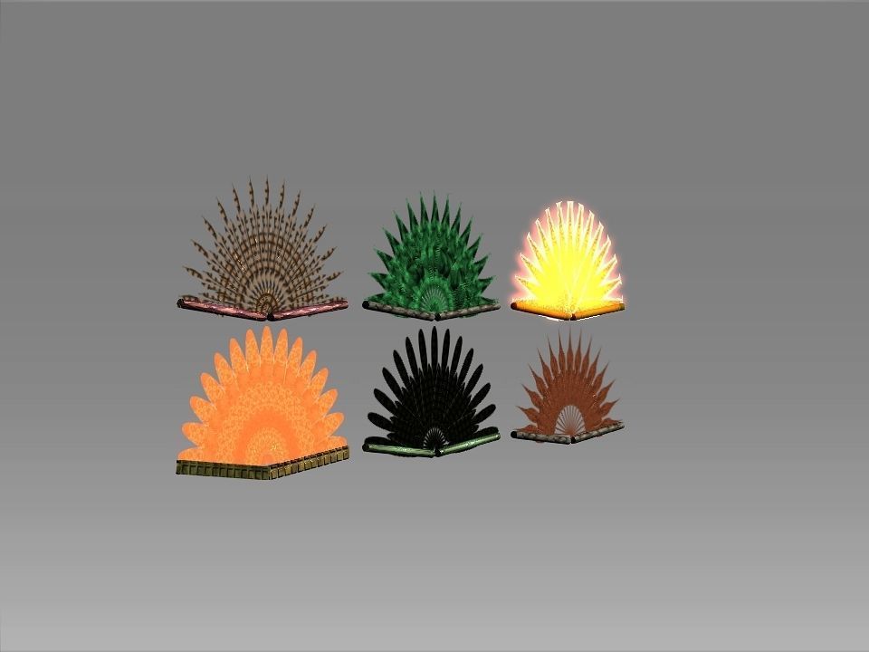 Classic Charm Decoration Fan Collection Low-poly 3D model_21