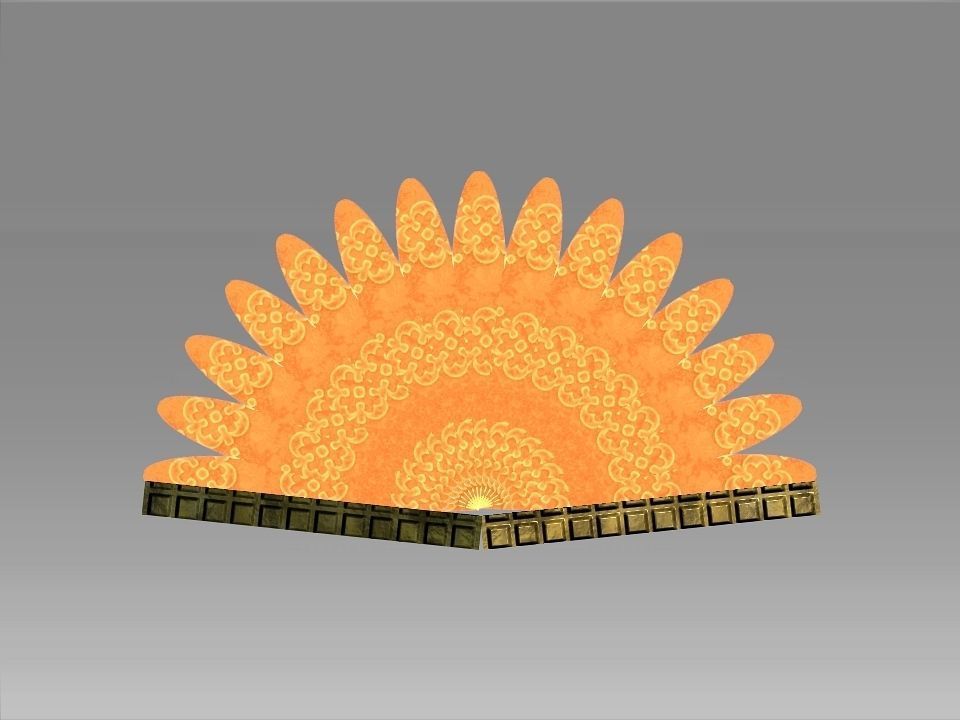 Classic Charm Decoration Fan Collection Low-poly 3D model_7