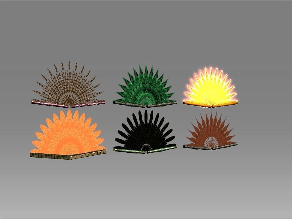 Classic Charm Decoration Fan Collection Low-poly 3D model_20