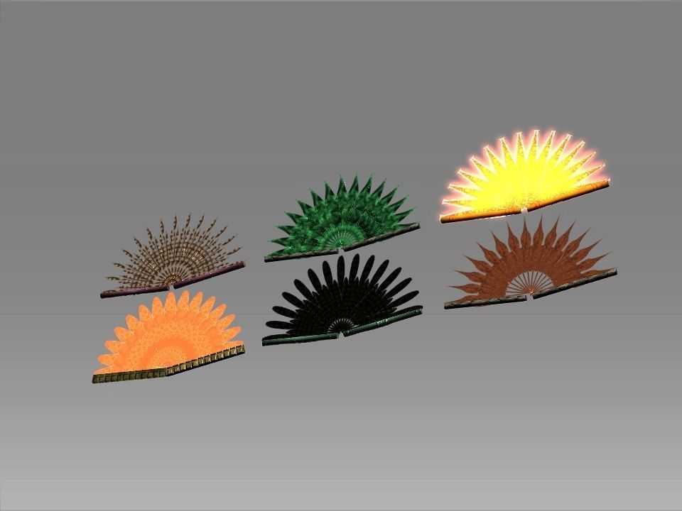 Classic Charm Decoration Fan Collection Low-poly 3D model_24