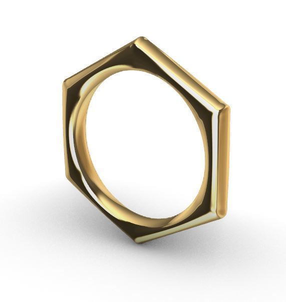 6 model ring gold with triangular shape 3D print model_10
