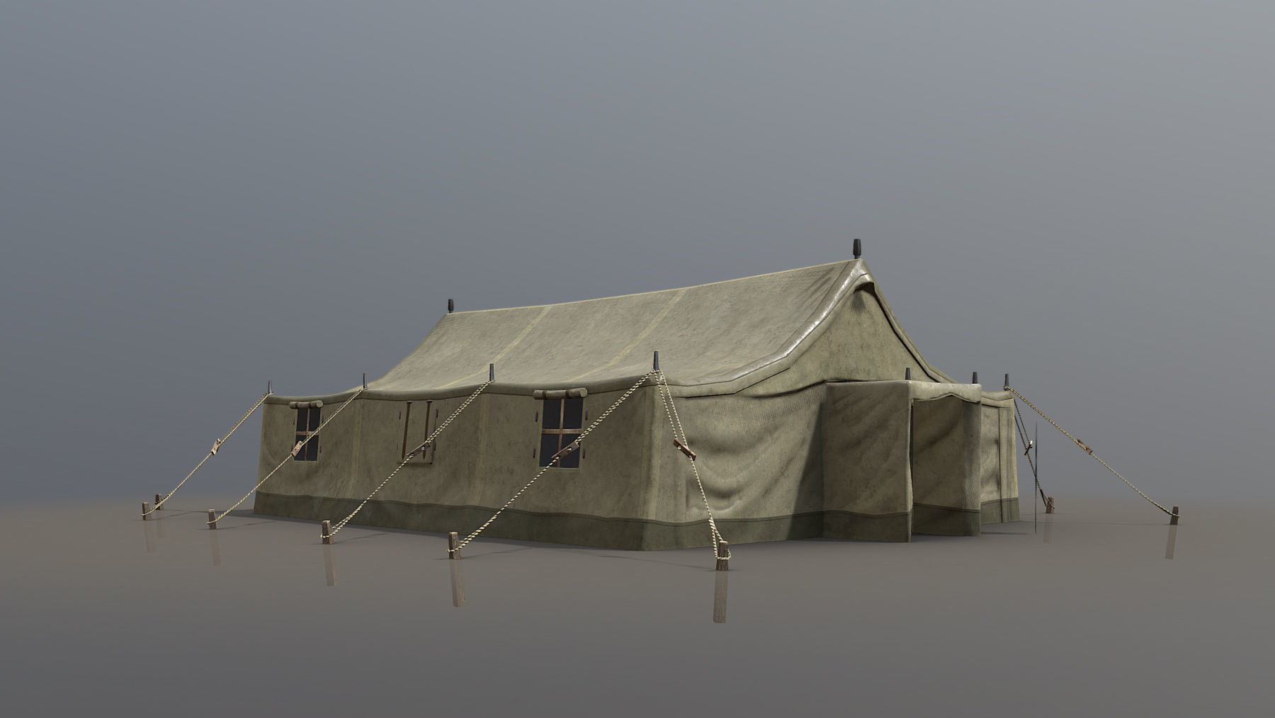 Military Tent 01 FourLiveries with Damage Low-poly 3D model_8